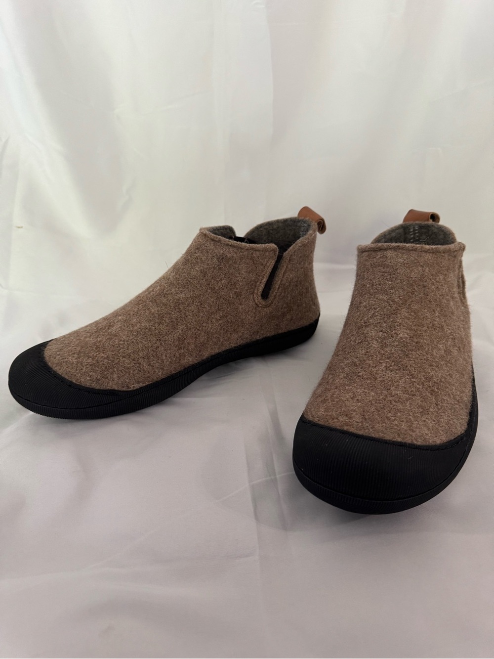 Never worn.  Huckberry Grey’s Brown Slip-On Wool Boots.